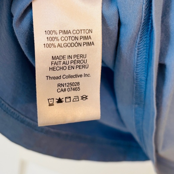 Psycho Bunny Pima Cotton Blue V-Neck Tee with Bunny Logo In Men’s 6/Men’s Large - Picture 4 of 5